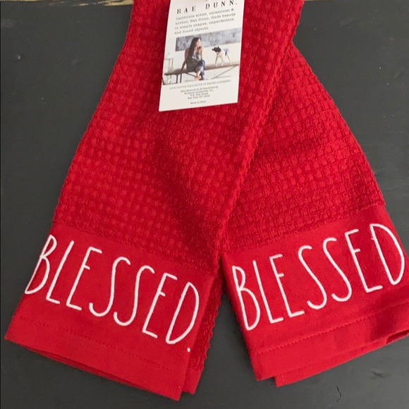 Rae Dunn Other - Rae Dunn Red “Blessed” towel set